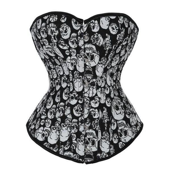 Kadınlar Gotik kafatasları korse üst artı boyut S6XL LACEUP Vintage Steampunk Aşırı Vücut Şekerleme Bel Eğitmeni Shapewear Corselet1860559