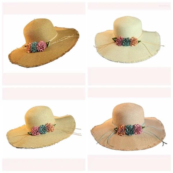 Wide Bim Hats Beach Trendy Floppy Stroh Sommer für Frauen faltbare Hut