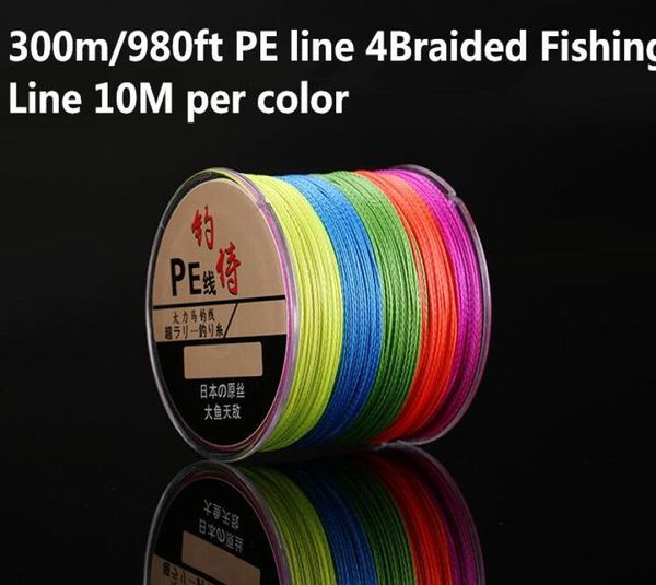 300m980ft PE Line 4braided Pishing 10m por cor Multicolor 10100lb Teste para água salgada Higrade Desempenho de alta qualidade1302686