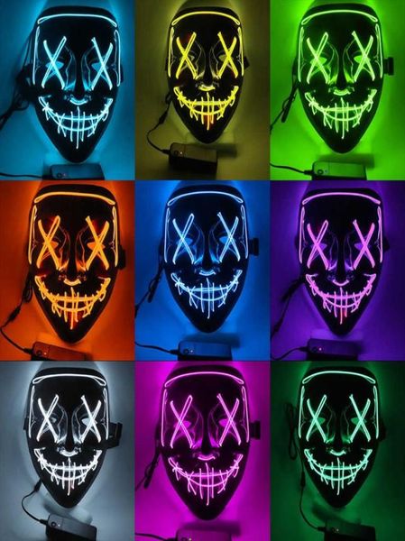 Halloween Light Up Maske LED Neon Spülgesicht 4Modes Changable Weihnachten Karneval Masquerade Cosplay Party S für Männer Frauen Lamy1534774