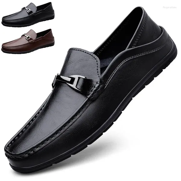 Lässige Schuhe Slipper plus Größe Business Oversey Moccasins Authentic Leder Herrenweicher Boden