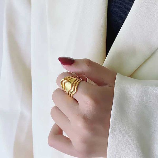 Обручальные кольца из нержавеющей стали геометрическая волна женская кольца золотые цвета