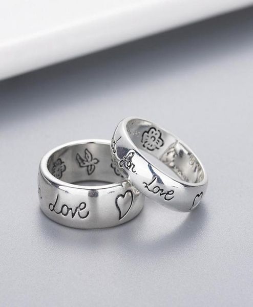 Band Ring Women Girl Blume Vogel Muster Ring mit Stampe Blind für Liebesbrief Männer Ring Geschenk für Liebe Paar Schmuck W2942077870