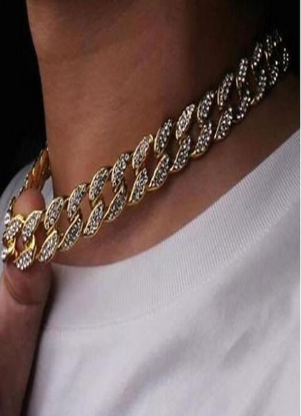 15 mm Miami Kubanische Halskette Gold Finish Vollired 15 mm x 24 Quot Hip Hop -Kettenarmband 18K Gold Plated Legierung HipHop Juwely7072537