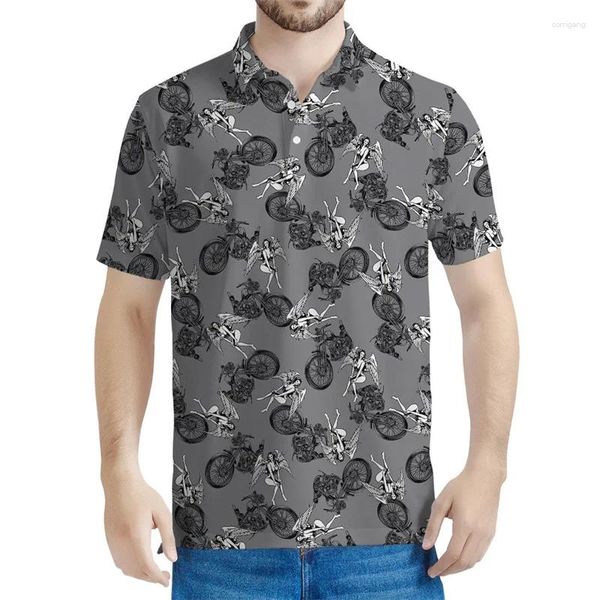 Polos maschile da uomo magliette di moda in 3D graffiti motociclistici stampati 3d per uomini estate oversize maglietta