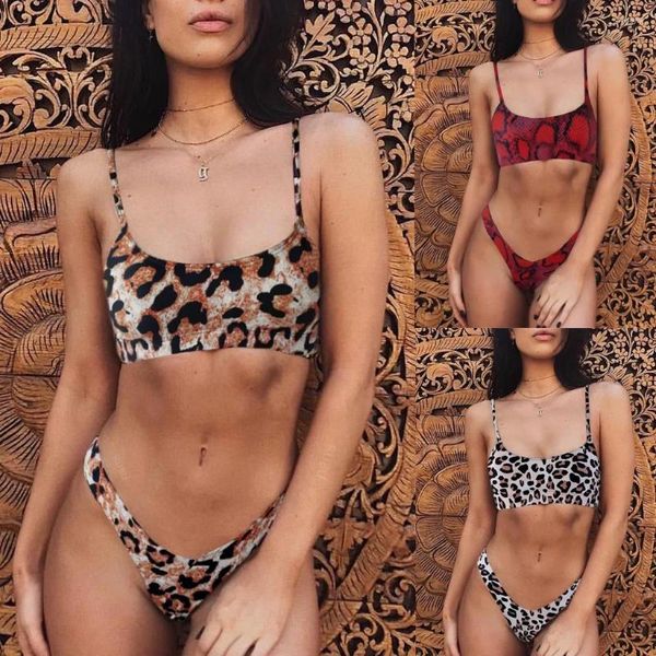 Swimwear femminile sexy Women Fashion Leopard Print Push-Up Bra Beach Bra Beach Suit per fare il bagno Bikini Biquini Ladies Swimsuit