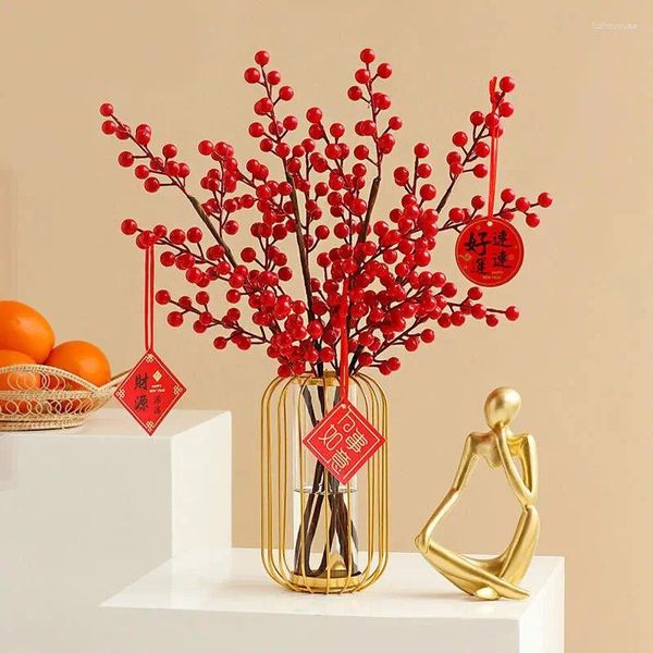 Flores decorativas Plantas artificiais Fortune Fruit Fruit Christmas Berry Vermelho Acacia Bean Casamento Decoração Decoração de PO