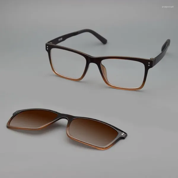 Óculos de sol Quadros polarizados espelho de manga magnética Gradiente masculino Myopia Myopia Adsorção de adsorção Night Vision Clip on Glasses Frame