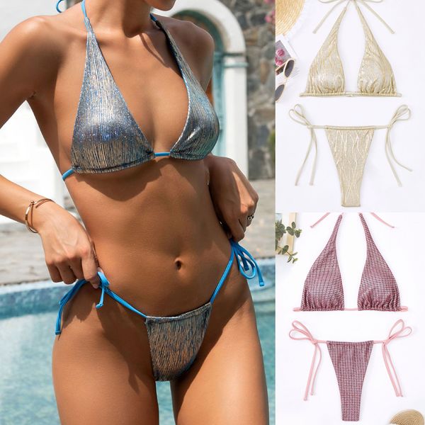 Sexy designer Women Bikini Set Hot Micro Triangle Sowwear Fashion Girls Classic Low Waist Lace Up Swimsuit Beach Swimus Wear Abita per il bagno Top Bra Biquini