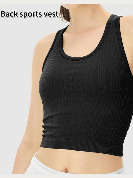 Женские танки Summer Korea Fashion Tops Tops Женская рукавочная спортивная спортзал йога Vests camis y2k femme casual fitness Женская одежда негабаритная