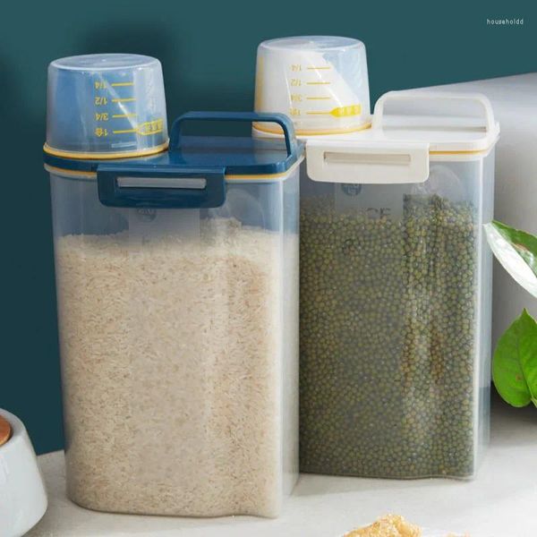 Garrafas de armazenamento Caixa de alimentos de cozinha em casa Arroz Bucket Grãos de plástico organizador de tanque selado à prova de insetos