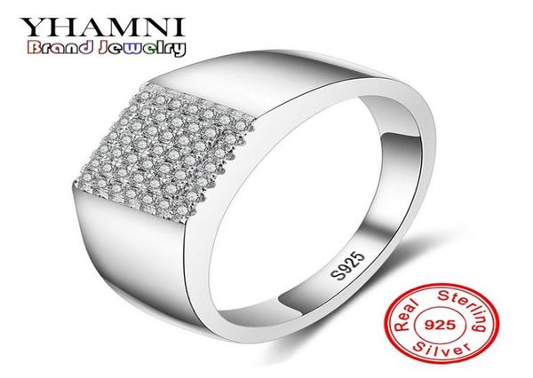 Yhamni original Real Solid 925 Sterling Silver Ring Luxury CZ Diamond Man Jewelry Rings Engagement MJZ0251322688