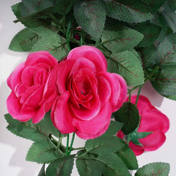 Fiori decorativi ghirlande da 95 cm rosa rosa artificiali fiori di seta ghirlanda pianta finta vite autunno per matrimoni decorazioni per la casa decorazione natale arco