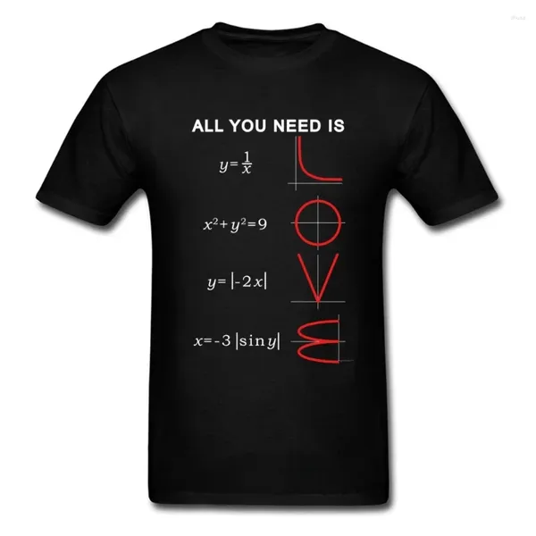 Мужская рубашка рубашка Геометрическое уравнение алгебры график Tshirts вам нужна любовь математическая наука проблема черная мода