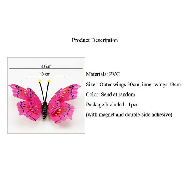 Ímãs de 3pcsfridge 30 cm de dupla camada 3d Big Butterfly Wall Sticker decoração de casas Decoração Butterflies Decoração de decoração Gridet Starters 1 PCs