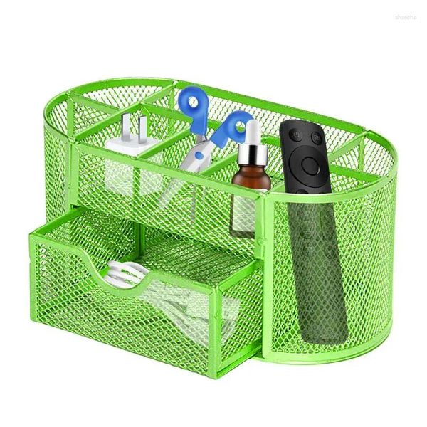 Borse da stoccaggio Mesh Pen Organizzatore a 9-Grid Stand Desktop Box per forniture per l'arte scolastica Dormi di metallo stazionario