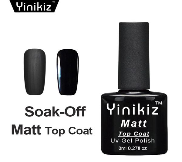 Yinikiz 2017 Base Top Base Color Preto Matte UV LED UV Mergulhe fora do polimento de gel