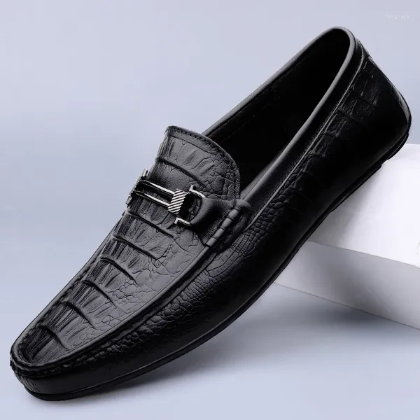 Sıradan Ayakkabı Lüks Erkekler Giyim Loafers Marka Yumuşak Dip Orijinal Deri İş Hafif Antiskid İtalyan Sürüş Tembel