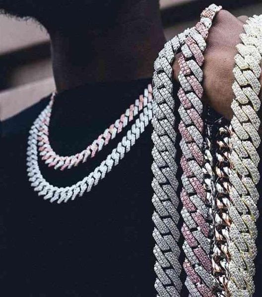 Miss Drop Custom Jewelry Hip Hop Männer Frauen 14K Weiß Gold plattiert CZ Diamond Iced Cuban Link Chain Armband Halskette238b7661245