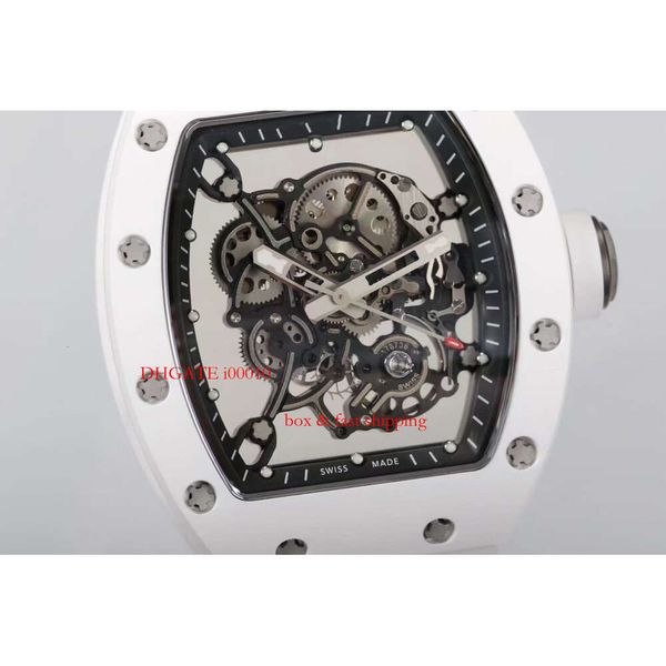 Movem Automatico Watchba orologio RM55 Designer Watches completamente trasparente Flywheel Mechanical Tourbillon Devils RM055 Watch Mens Dial RED Superclone Skeleto 5112