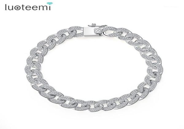 Luoteemi Mode hochwertige CZ Crystal Curb Cuban Chain Armbänder für Frauen Weißgold Luxus Hochzeitsarmband Jewellery17820129