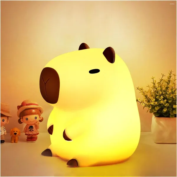 Luci notturne Capybara Light Cute Animal Silicone LED SILICONE LAMPAGGIO CON TIMER DISMABILE PORTATIFICA REGALO REGALO NOTTE NOTTE PER BAMBINO BAMBINO