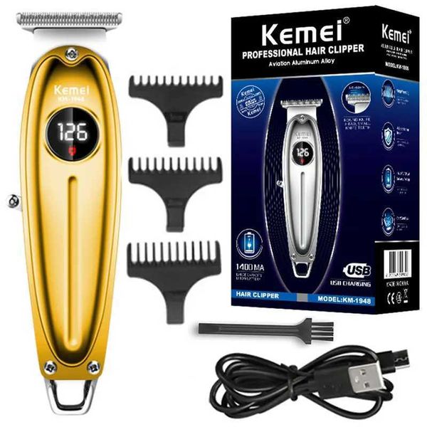 Barbeadores elétricos kemeei 1948 Profissional All Metal Hair Trimmer For Men Beard Hair Clipper Recarregável Máquina de Corte de Corte de Lítio T240507