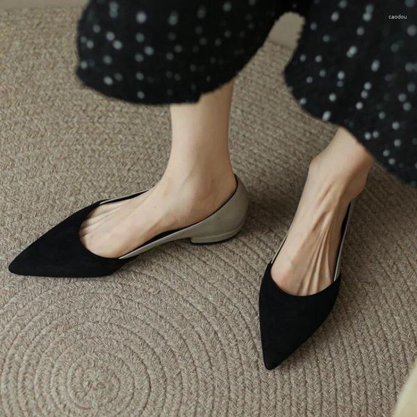 Sıradan Ayakkabı Pompaları Bahar Sonbahar Tarzı Moda Sığ Ağız Karışık Renkler Saçlı Ayak Tip Kare Kadınlar Artı Boyut 31-43 Yüksek 2,5cm