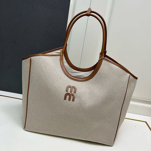 24SS Canvas Designer Bag Ivy Bolsa de bolsa bege carteira de luxo de grande capacidade Mulheres bolsas de ombro de bolsas de ombro de halloween Bolsa de qualidade de espelho crossbody