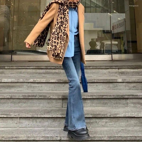 Frauen Jeans Sabinax Frau Frühling Winter hoch taillierter ausgestellter Hosen Blau Korean Fashion High Street lässige Frau