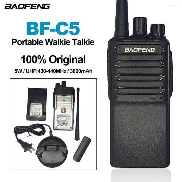 Walkie Talkie Baofeng BF-C5 Portátil BFC5 Handheld Radios de duas maneiras 5W 16CH 3800mAh UHF 430-440MHz Transceptor de interface sem fio