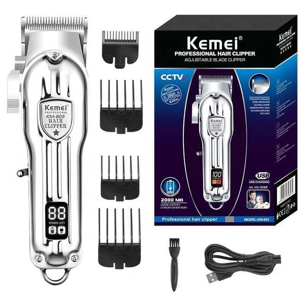 Terrimer per capelli Kemei 803 Full Metal Hair Clipper Professional Mens Regolable Electric Capelli Electric Trimmer Carbera ricaricabile Capelli ricaricabile Macchina tagliata per capelli T240507