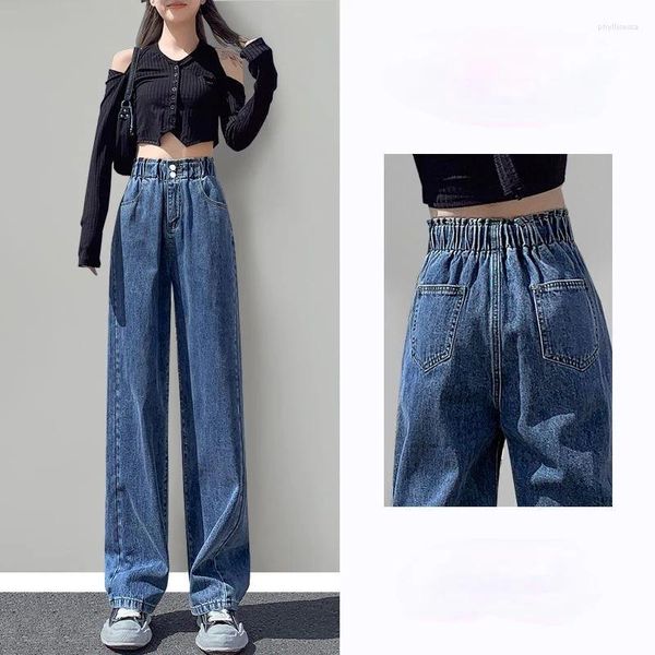 Jeans feminino Japaneses de cintura alta fenda calça sólida calça cortada calça de algodão reto de jeans elástica de jeans da senhora de tornozelo u89