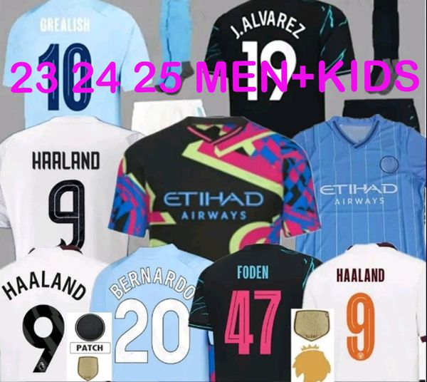 23 24 25 Maglie da calcio Halanand de Bruyne Phillips Mans Cities Grealish Ferran Mahrez Foden Bernardo Kovacic Rodrigo Shirt da calcio Kit Kit Kit Burn