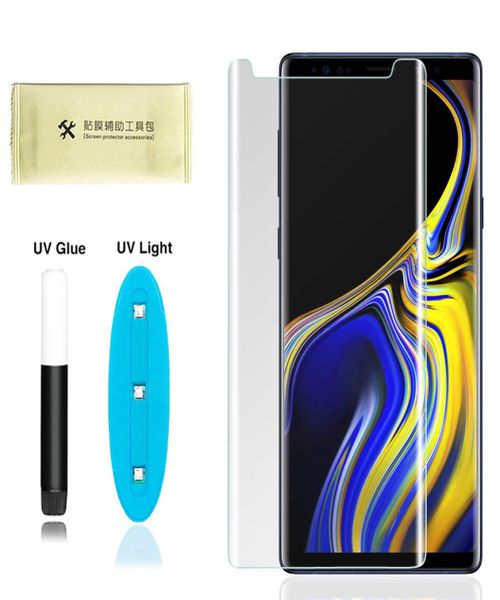 3D gebogener Nano Flüssigschutz Volldecker Kleber Temperiertes Glasbildschirm mit UV -Licht für Samsung S6 S7 Edge S8 S10 S20 Plus S21 9094746