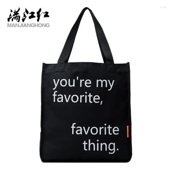 Bolsas de ombro caráter letras de impressão casual Favoram bolsas de bolsa chinesa Bolsa de algodão Bolsa de moda de moda de grande capacidade Mulheres