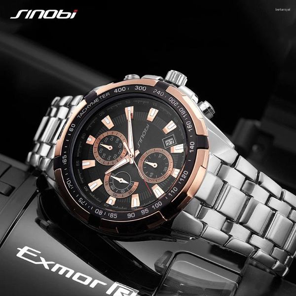 Armbanduhren Sinobi Relogio Maskulino Chronographen Herren Uhren Top Fashion Geneva Quartz Watch Man Sport wasserdichtes Armbanduhr