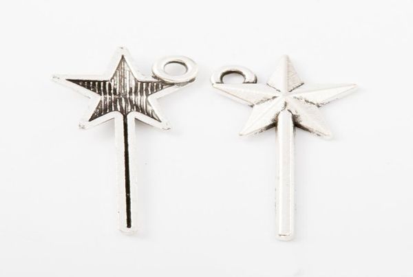150pcs 2512 mm antichi antichi Silver Star Magic Wand Campi in lega in metallo in lega per la collana bracciale Orecchie fai da te Gioielli fai -da -te7656313
