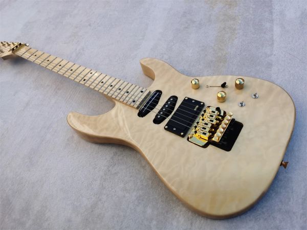 Chitar fabbrica di legno originale colore a 6string a 6string chitarra trapuntata acero acero acero hardware oro personalizzato