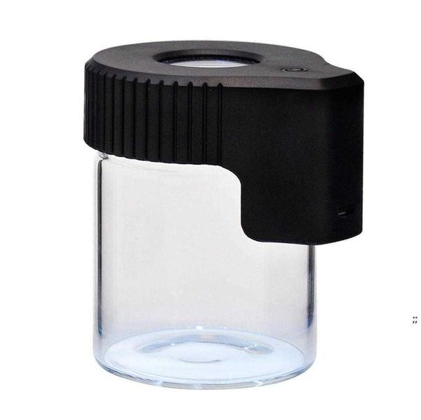 LED GRAGIMENTAÇÃO STASH JAR MAG MAGNIFIA VISÃO CARCA DE VIDRO DE VIDRO DE VIDRA