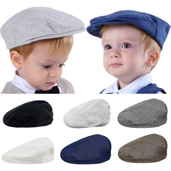 Baby menino chapéu de bebê golfe tampa de golfe nascido Batismo Herringbone Bandle Kids Gentleman Casamento Casamento Algodão Acessórios de forro macio 240430