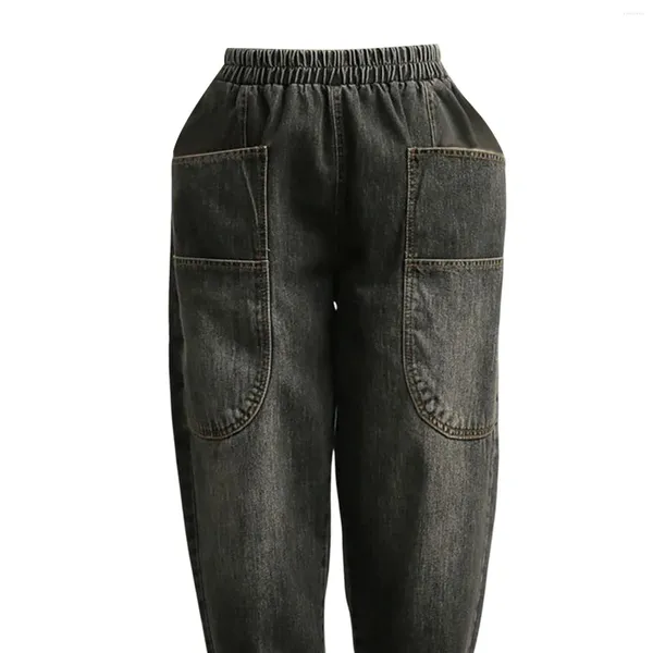 Женские джинсы женские гарема -джинсовые брюки повседневная кросс -мода с карманами свободные осенние брюки Sping для работы