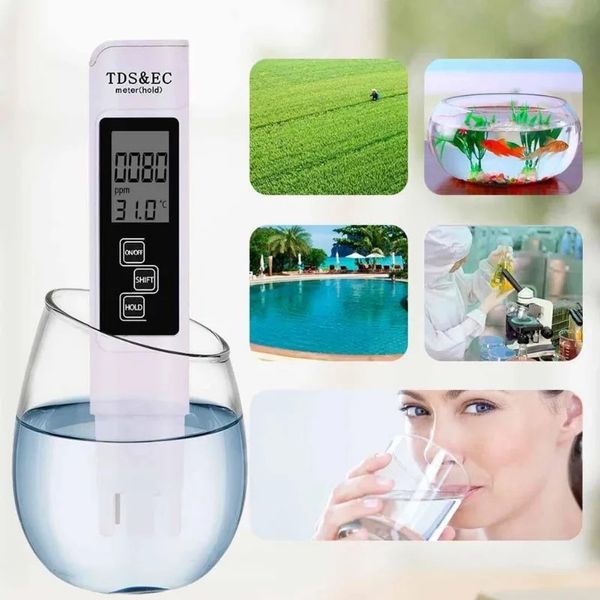 1PCS Digital Water Quality Tester TDS EC medidor Raje 0-9990 Multifuncional Pureza do medidor de temperatura Temper