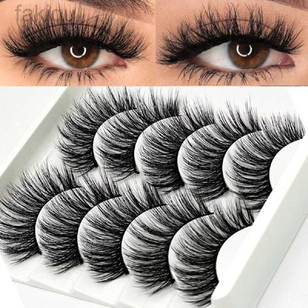 Falsche Wimpern 5 Paare/Box 3D gefälschte Wimpern natürliche Wimpernverlängerungen Fluffiger künstlicher lockiger Make -up -Versorgung Mint D240508