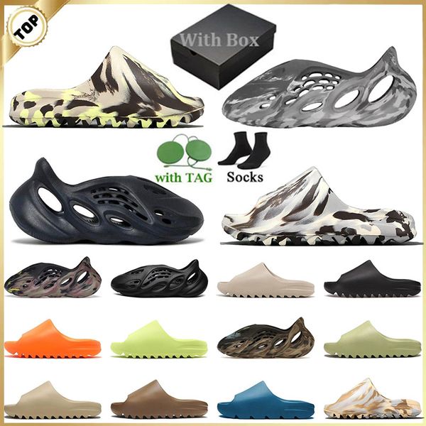 2024 com caixa mais recente designer sandálias slippers slippers sliders chinelos mx creme de argila caseira masculina feminino sapatos de espuma corrigindo corredores de espuma ao ar livre praia pura praia ensolarada