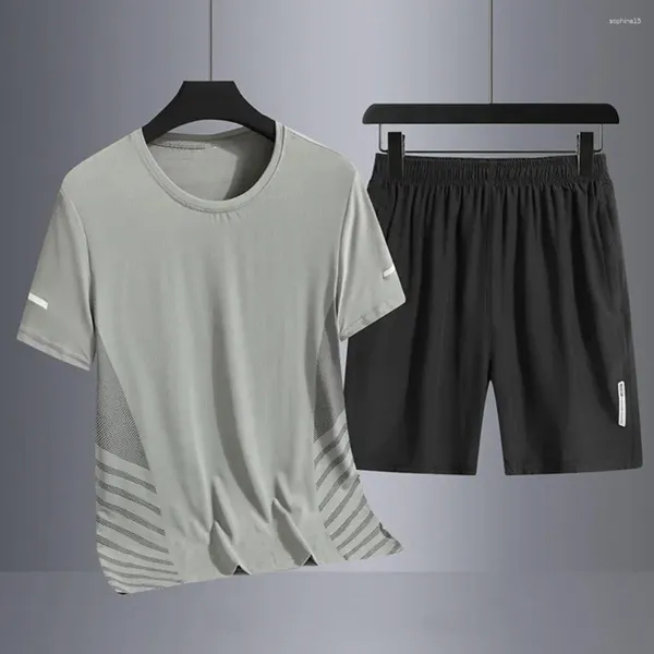 Shorts da allenamento per tracce da uomo Shorts Set Summer Sport Outfit O-Neck Short Short Short Gamba per basket