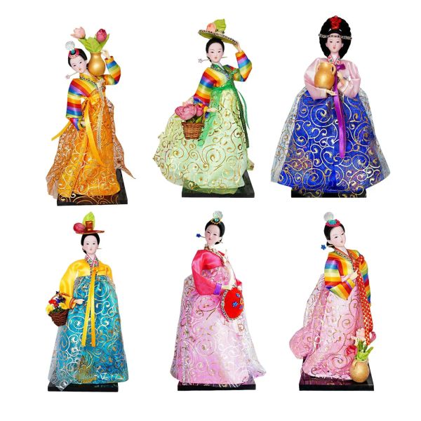 Miniaturen Korean Geisha Figur, Koreanisch Hanbok Geisha Doll, Kabuki -Statue,