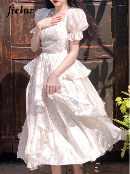 Vestidos de festa chiffon floral midi mulher elegante manga curta vestido vintage escritório senhora verão uma peça coreana chic