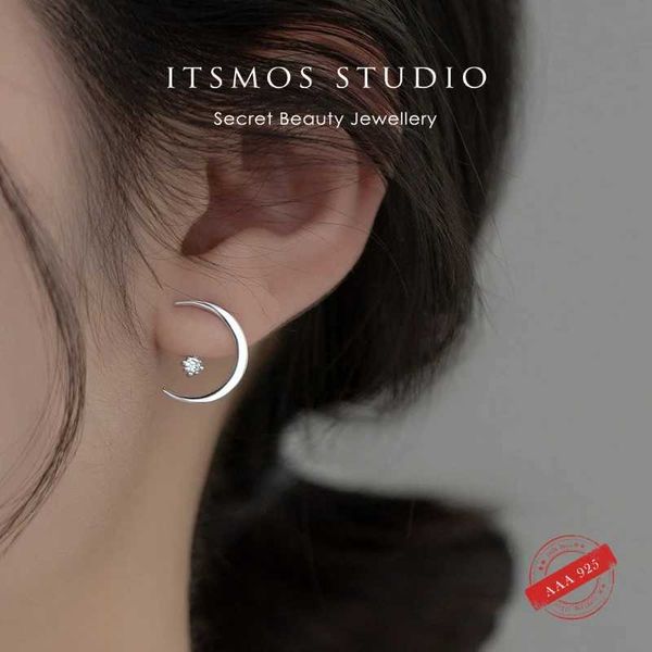 Серьги из чистого серебра STUD ITSMOS S925. Принимают совершенно новый и простой дизайн с гладкой формой полумесяца, подходящей для женского Q240507