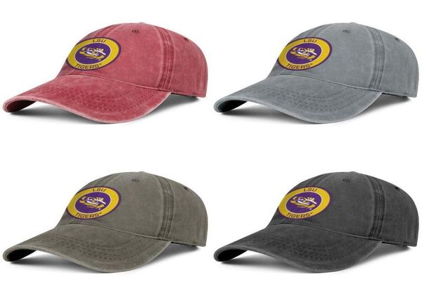 LSU TIGERS LOGOTO ROUNTO UNISSISEX JENIM BASEBOL CAP ENDIDO CHATOS DE BASQUEL DE FUTEBOL DE FUTEBOL DE FUTEBOL CHAPE